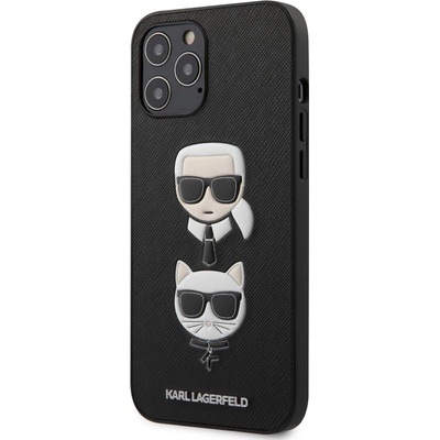 KARL LAGERFELD Гръб Karl Lagerfeld Saffiano Karl and Choupette Heads Case за iPhone 12 Pro Max 6.7 - Черен (3700740482407)