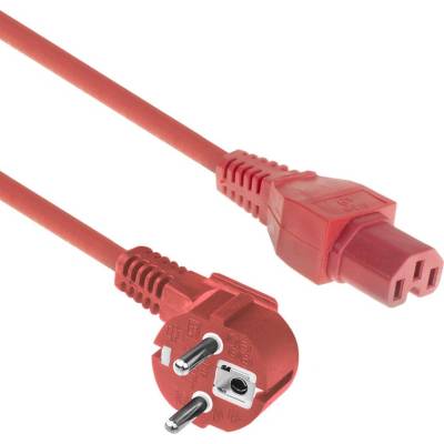 ACT Powercord захранващ кабел с щепсел Schuko CEE 7/7 (ъглов) - C15 IEC 60320, 1 м, червен, AK5314 (AK5314)