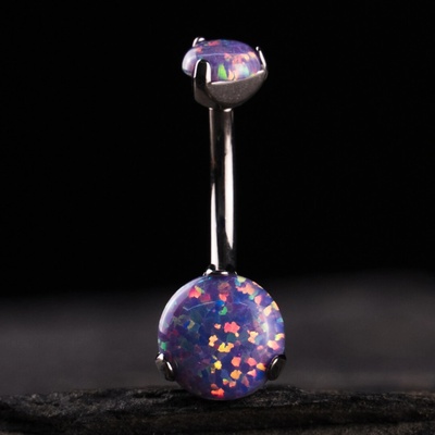 CryptoEshop Titanový piercing do pupíku Eluvia s fialovým opálem 1,6 mm 10 mm W02-10