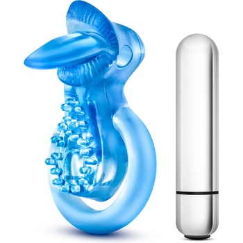 Image 1 of Blush Stay Hard Vibrating Tongue Ring Blue