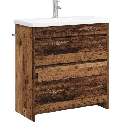 vidaXL Комплект мебели за баня Старо дърво 81 x 40 x 84, 5 см (3404272)