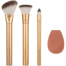 EcoTools Precious Metals Face Blend + Sculpt Set sada kosmetický štětec Angled Powder + kosmetický štětec Complexion Buffer + kosmetický štětec Spot Concealer + houbička na make-up