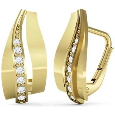 Couple, Elegantní visací náušnice Ignis, žluté zlato se zirkony, 585-66-3-0410.0Z00.0.00.001.08
