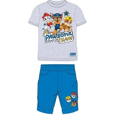 E plus M chlapčenský letný set (tričko + šortky) Tlapková patrola Paw Patrol šedý