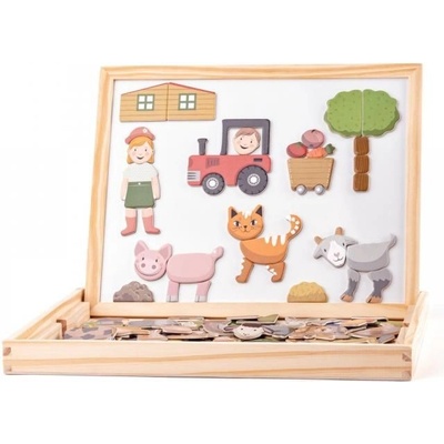Woody magnetická tabuľka so zvieratkami obojstranná