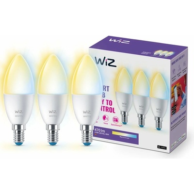 Philips Wiz Tunable white 8720169075696 LED žiarovka D39mm C37 E14 4,9W/470lm 2700-6500K sviečka 3-set