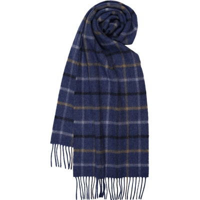 Kostkovaná šála z irské jehněčí vlny modrá Hanly