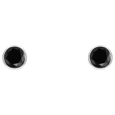 Eppi Strieborné minimalistické bezel náušnice s čiernymi diamantmi Viosa E44198