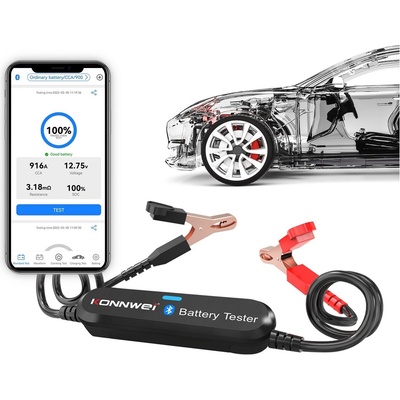 Konnwei BK100, Bluetooth тестер за батерии 6-12V, приложение за Android и iOS, черен (BK100 black)