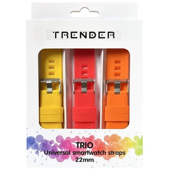 Trender Каишки Trender - Trio Groove Silicone, 22 mm, 3 броя, жълта/червена/оранжева (TR-TRIO19)