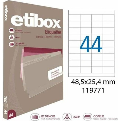 Etikety univerzálne 48,5x25,4mm Etibox A4 100 hárkov