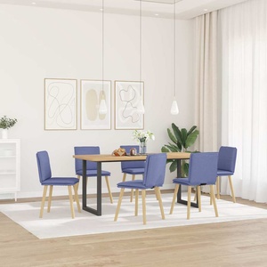 vidaXL Трапезни столове, 6 бр, дънково сини, текстил (3315635)