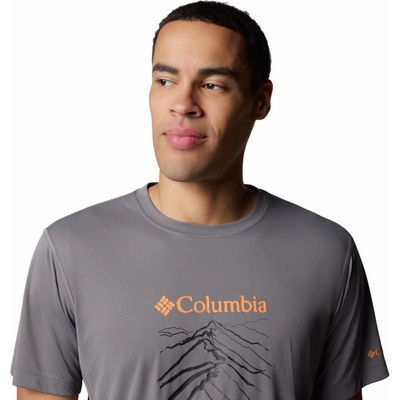 Columbia Pánske tričko funkčné Zero Rules™ Light SS Graphic Crew šedé City Grey