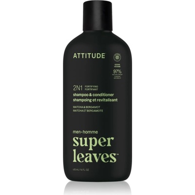 ATTITUDE Super Leaves Matcha & Bergamot шампоан и балсам 2 в 1 за мъже 415ml