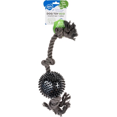 Duvo + lano 3 uzly s ježatým míčkem 50 cm