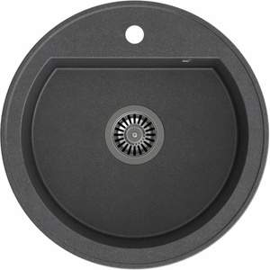 Quadron Pop Johnny 110 черна композитна вградена мивка - черна точка 43x50 см кръгла (HCQC5151CZK) Мивка за вграждане