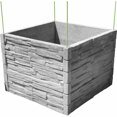 Barigadi Vyvýšený záhon betónový 100 x 100 cm výška 75 cm vzor štiepaný kameň prírodná šedá