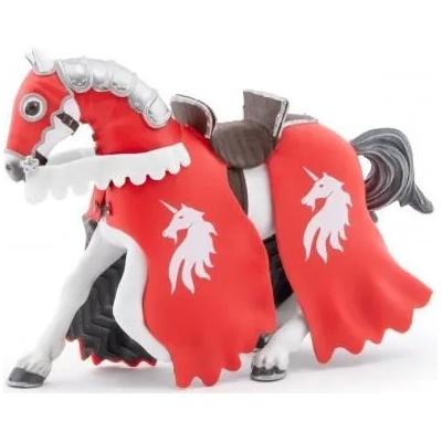 Papo - Фигурка за колекциониране и игра - Конят на рицаря с червено копие (39781)