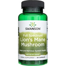 Swanson Full Spectrum Lion´s Mane Mushroom Korálovec ježatý 500 mg 60 kapsúl