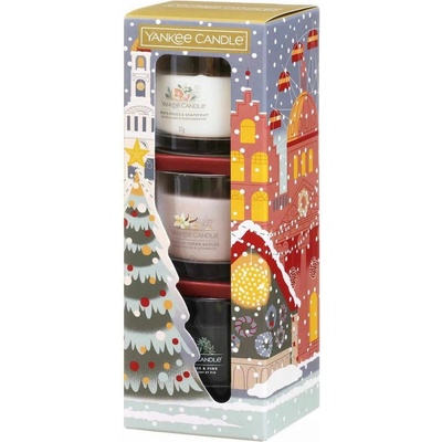 Yankee Candle Christmas Collection White Spruce & Grapefruit votívna sviečka 37 g + Vanilla Crème Brûlée votívna sviečka 37 g + Silver Sage & Pine votívna sviečka 37 g