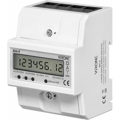 Orno Třífázový digitální ukazatel spotřeby elektřiny, 100 A, 4 moduly, DIN TH-35 mm