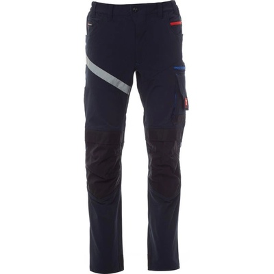 S00255-P060 Letní strečové kalhoty do pasu navy blue/černá