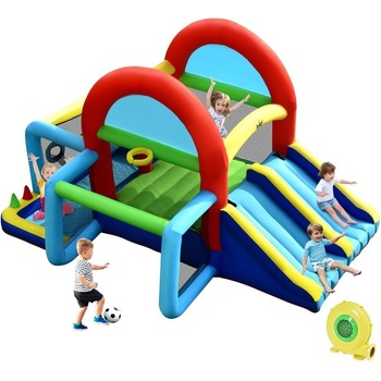 Image 1 of CW Цветен надуваем замък с двойни пързалки