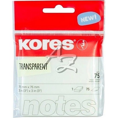 samolepicí bloček Kores 75x75mm /100ks transparentní