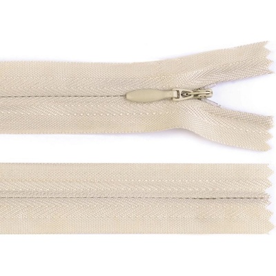 Zip skrytý nedělitelný 3 mm délka 22 cm, barva 148 červená