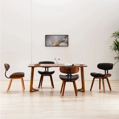 vidaXL Трапезни столове, 4 бр, сиви, извито дърво и текстил (278718)