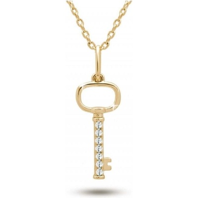 Biju Pozlacený řetízek 14k zlatem s přívěskem drobného klíčku 3001620