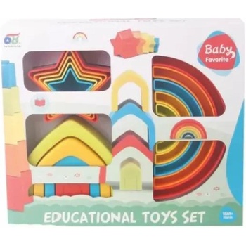 Man Yuk Toys 4 в 1 комплект за изграждане на кула, 14 части (618-183)