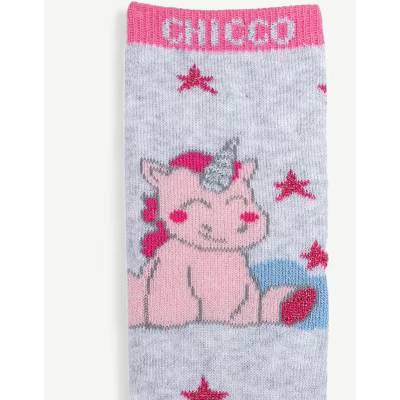 Chicco 1-Pair Girls Unicorn Socks Grey/Pink