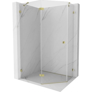 Mexen Lunar петостенна лява душ кабина 90 x 80 см, прозрачна, златна - 831-090L-080P-50-00-L (831-090L-080P-50-00-L)