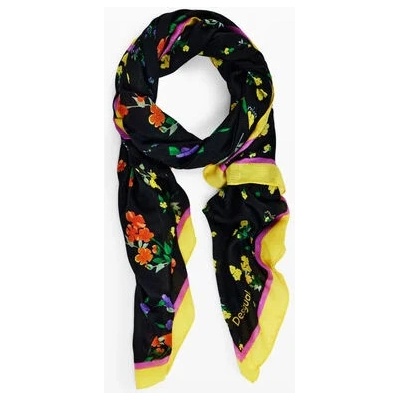 Desigual dámský šátek 24WAWA11 2000 FOU MIXED FLOWERS RECTANGLE 2000 black