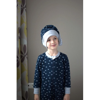 Čiapka na spanie Hlboký oceán šedobiele prúžky