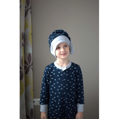 Čiapka na spanie Hlboký oceán šedobiele prúžky