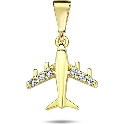 Lillian Vassago Zlatý přívěsek letadlo se zirkony LLV98 GP028