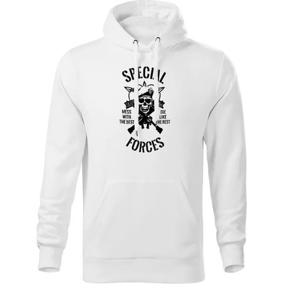 DRAGOWA мъжки суитшърт с качулка Special Forces, бял, 320г/м2 (5789)