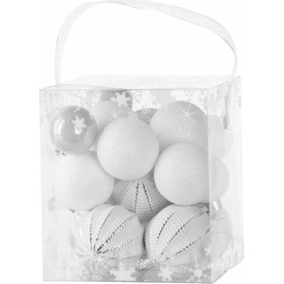 Gule MagicHome Vianoce, 31 ks, bielo - strieborné, mix, na vianočný stromček, 6-3 cm