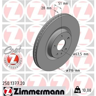 Brzdový kotúč ZIMMERMANN 250.1377.20 (250137720)
