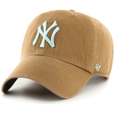 47 brand Памучна шапка с козирка 47 brand MLB New York Yankees в бежово с апликация (BCWS.DBLUN17GWS.QLA96)