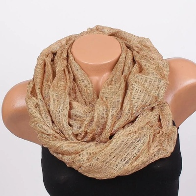 Дамски кръгъл шал в бежово-кафяво