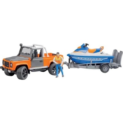 Bruder LAND ROVER DEFENDER s vodním skútrem a figurkou BWORLD
