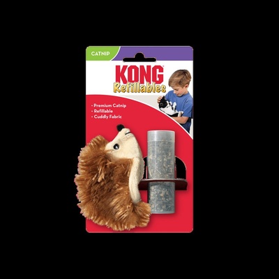 KONG Cat Refillable Hedgehog - Забавна котешка играчка - таралеж с пълнител за коча билка стимулираща играта