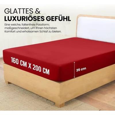 Utopia Bedding Napínací prostěradlo Červené Napínací prostěradlo z kartáčovaného 160x200