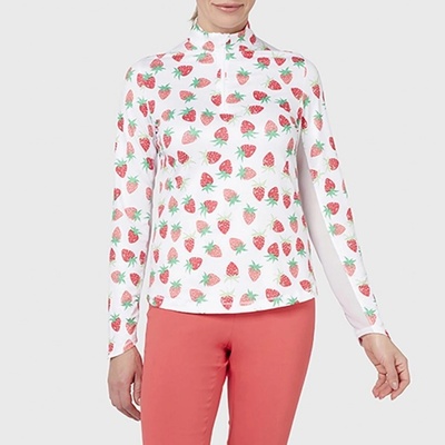 Callaway Dámske tričko Golf ALLOVER STRAWBERRIES SUN PROTECTION biele s jahodami
