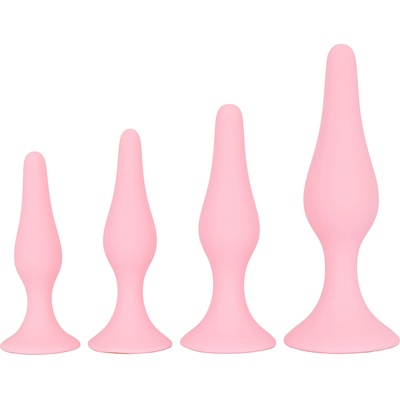 SuperLove Anal Trainer Kit Silicone Butt Plugs Pink 4 Pack
