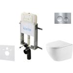 kielle Genesis New - Комплект структура за вграждане, тоалетна чиния Oudee Vortex, Rimless+, SoftClose седалка и бутон Gemini New I, лъскав хром 30528SZ56 (30528SZ56)