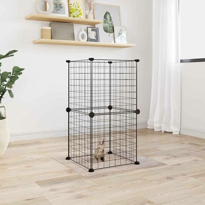 vidaXL 8panelová ohrádka pro zvířata černá 35 x 35 cm ocel 9799.3114031